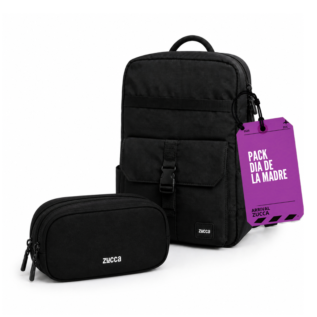 Pack Mamá Mochila Dublín negra + Bolso Bruselas negro