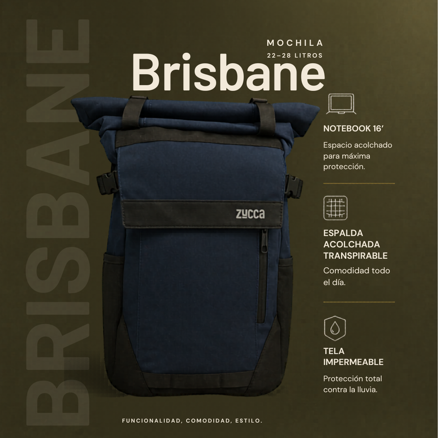 MOCHILA BRISBANE / Notebook 16" / Roll top- Trabajo y Gym