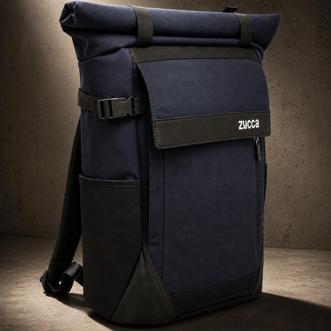 Mochila Brisbane Azul para Notebook 16 Pulgadas | Roll Top | Zucca