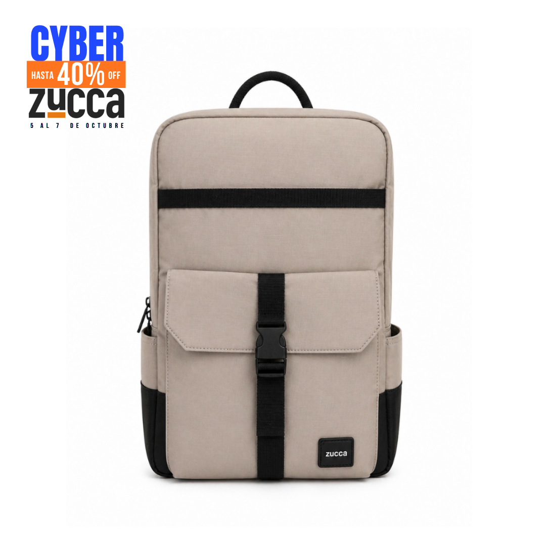 Mochila Dublín Beige para Notebook 16" | Cierre Antirrobo