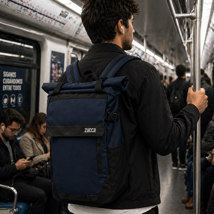 Mochila Brisbane Azul para Notebook 16 Pulgadas | Roll Top - Zucca