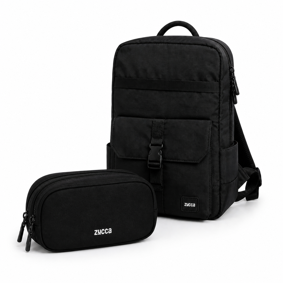 Pack Mamá Mochila Dublín negra + Bolso Bruselas negro