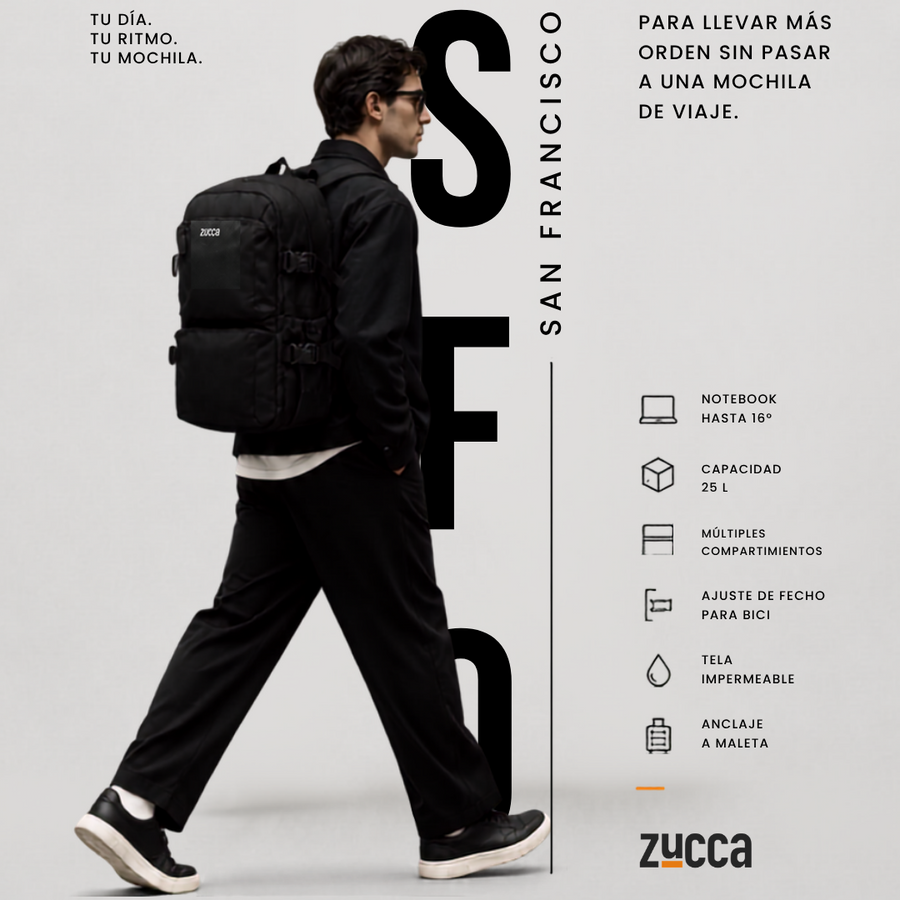 Mochila San Francisco para Notebook 16" | Amplia y Organizada - Zucca
