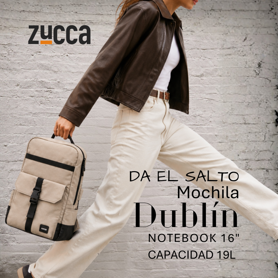 Mochila Dublin Beige para Notebook 16 Pulgadas | Cierre Antirrobo - Zucca
