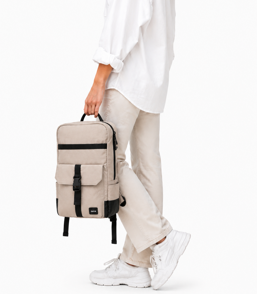 Mochila Dublín Beige para Notebook 16" | Cierre Antirrobo