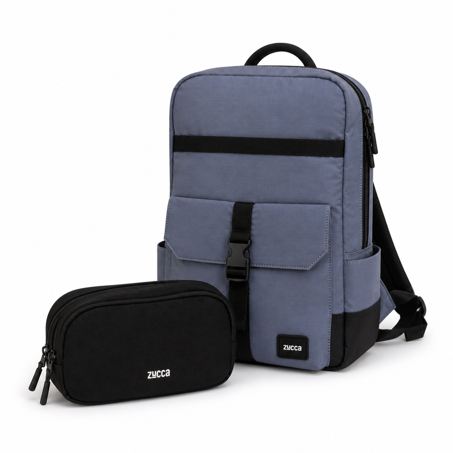 Pack Mamá Mochila Dublín azul + Bolso Bruselas negro