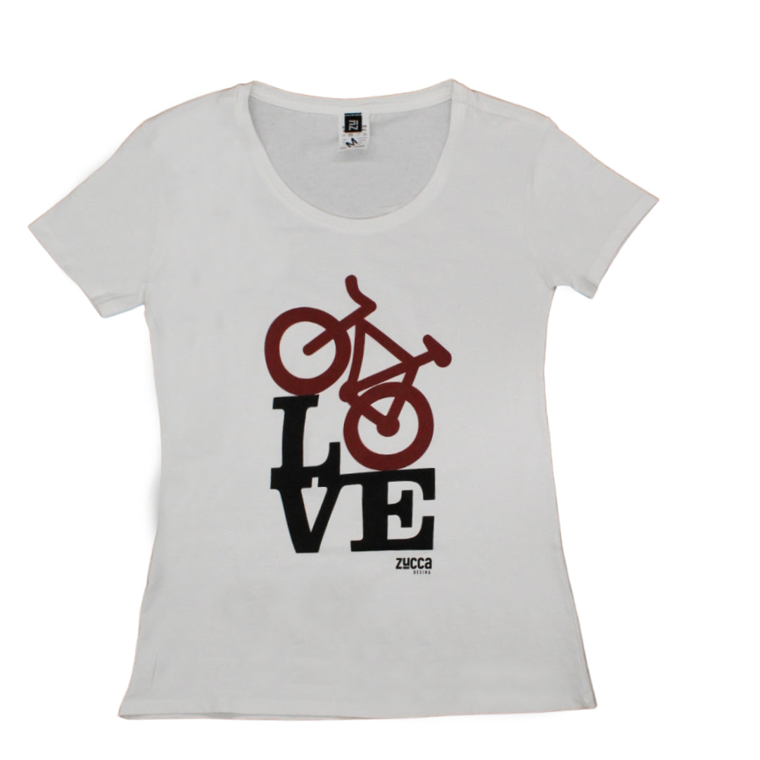 Polera mujer blanca "Love Bicycle"